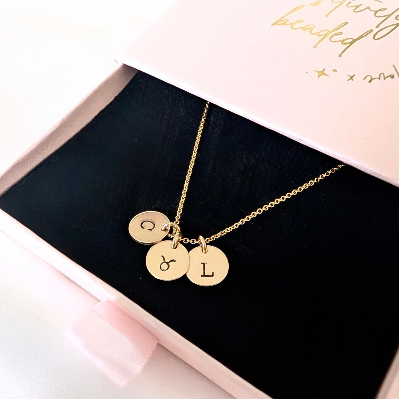 Gold Filled Triple Disc Stamped Necklace