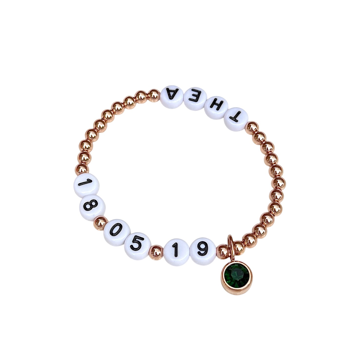 Luxe Personalised Birth Date Charm Bracelet - Rose Gold Filled - Positively Beaded