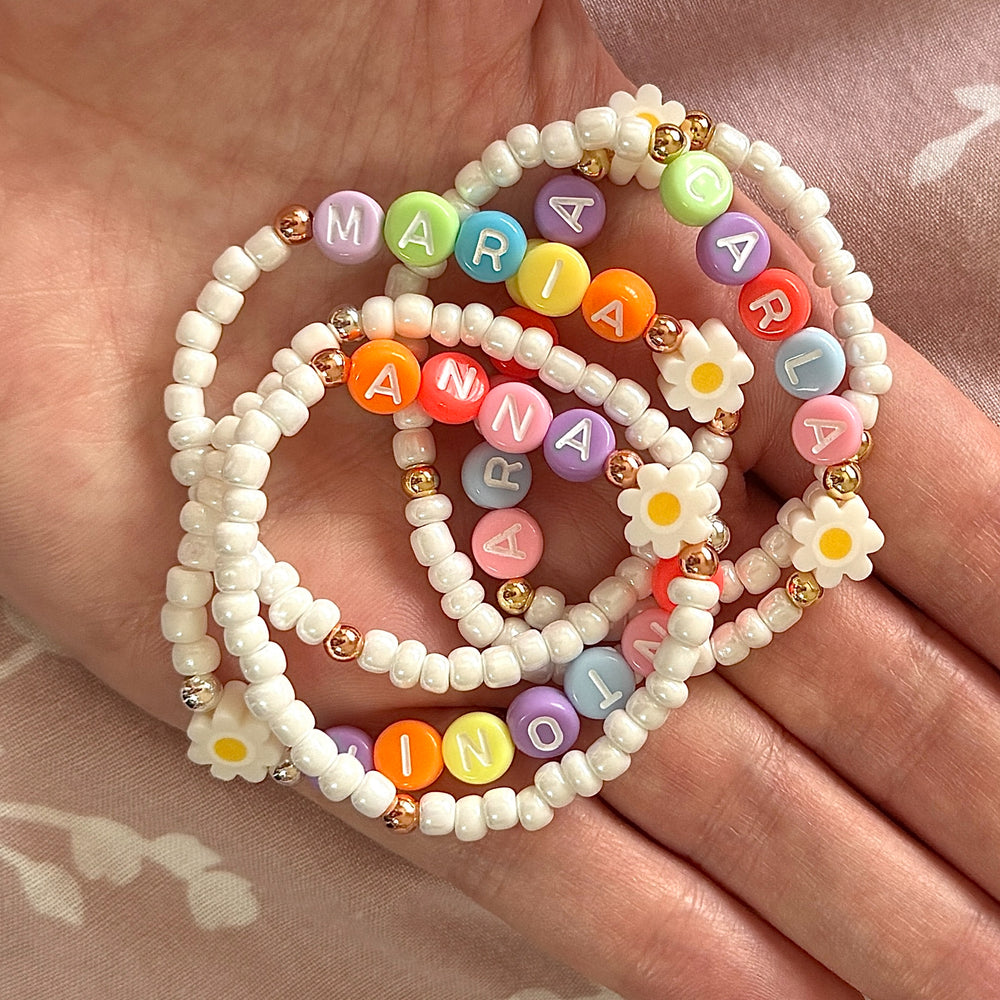 
                      
                        Kids' Multicolour Daisy Name Bracelet - Positively Beaded
                      
                    