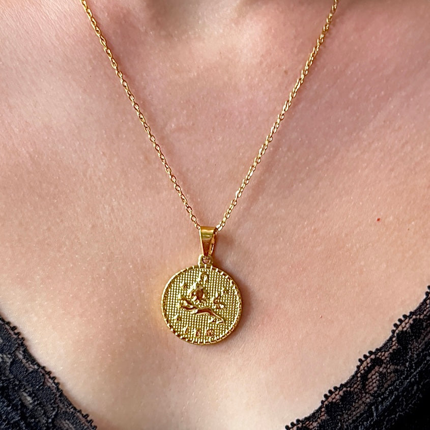 Zodiac Coin Pendant Necklace - Positively Beaded