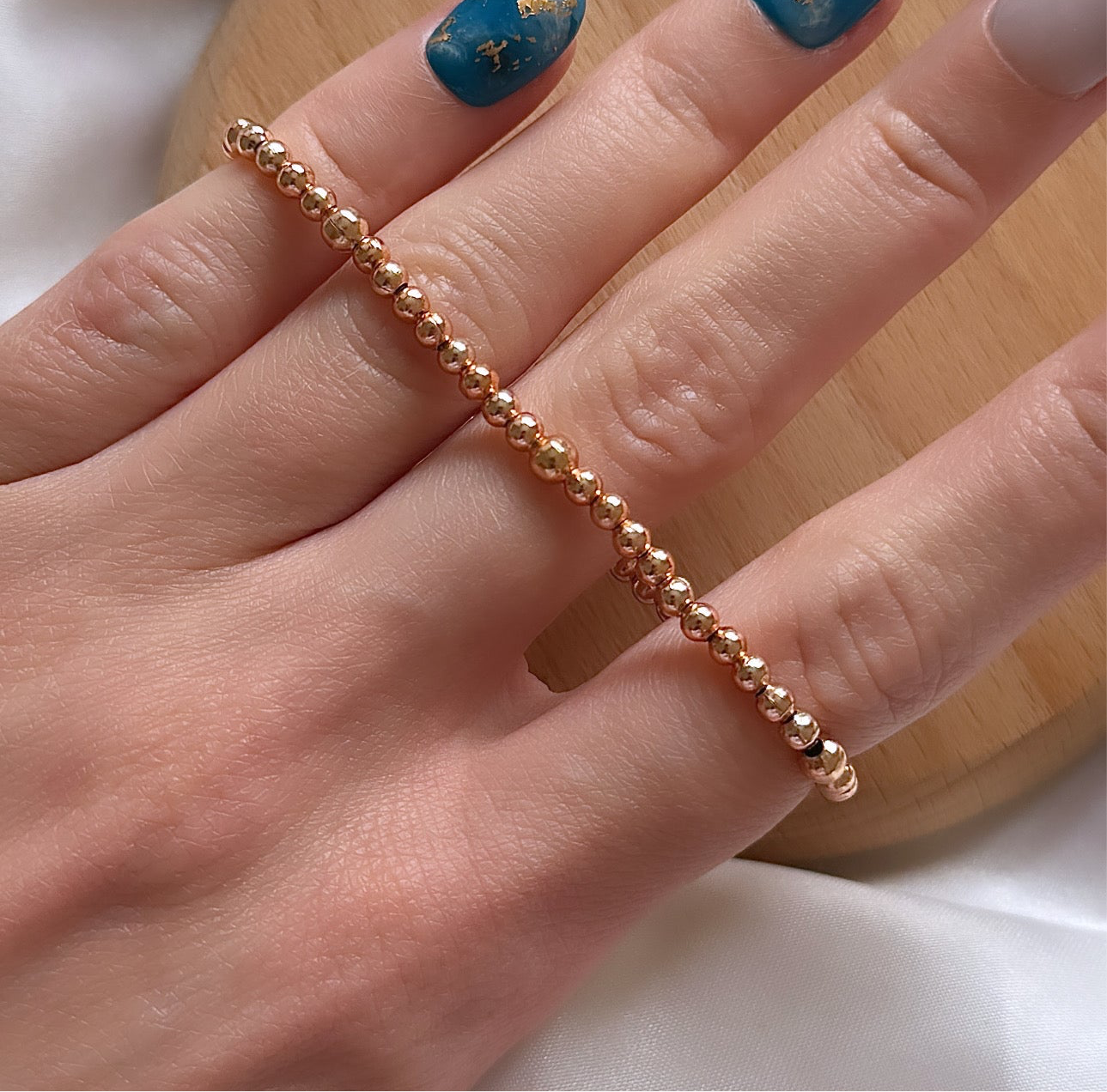 Dainty rose gold plated beaded bracelet