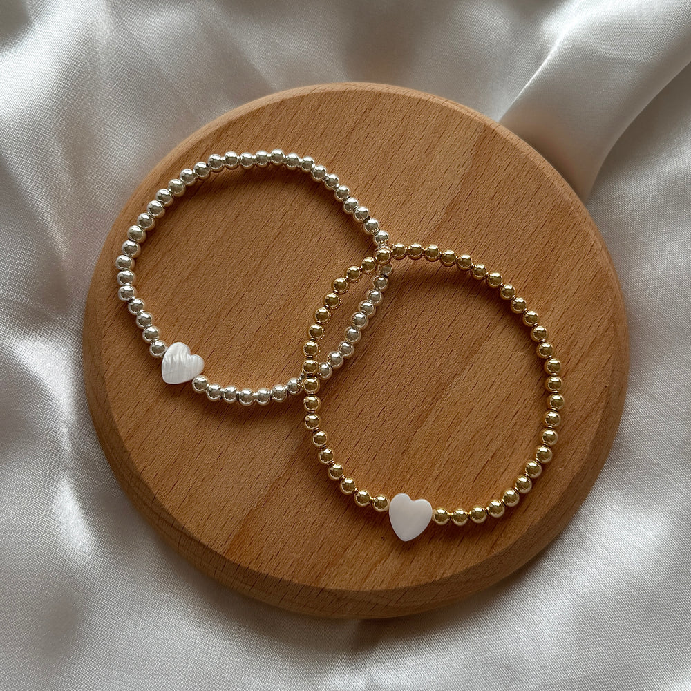 
                      
                        Heart of pearl beaded bracelet - 14kt gold filled or 925 sterling silver - Positively Beaded
                      
                    