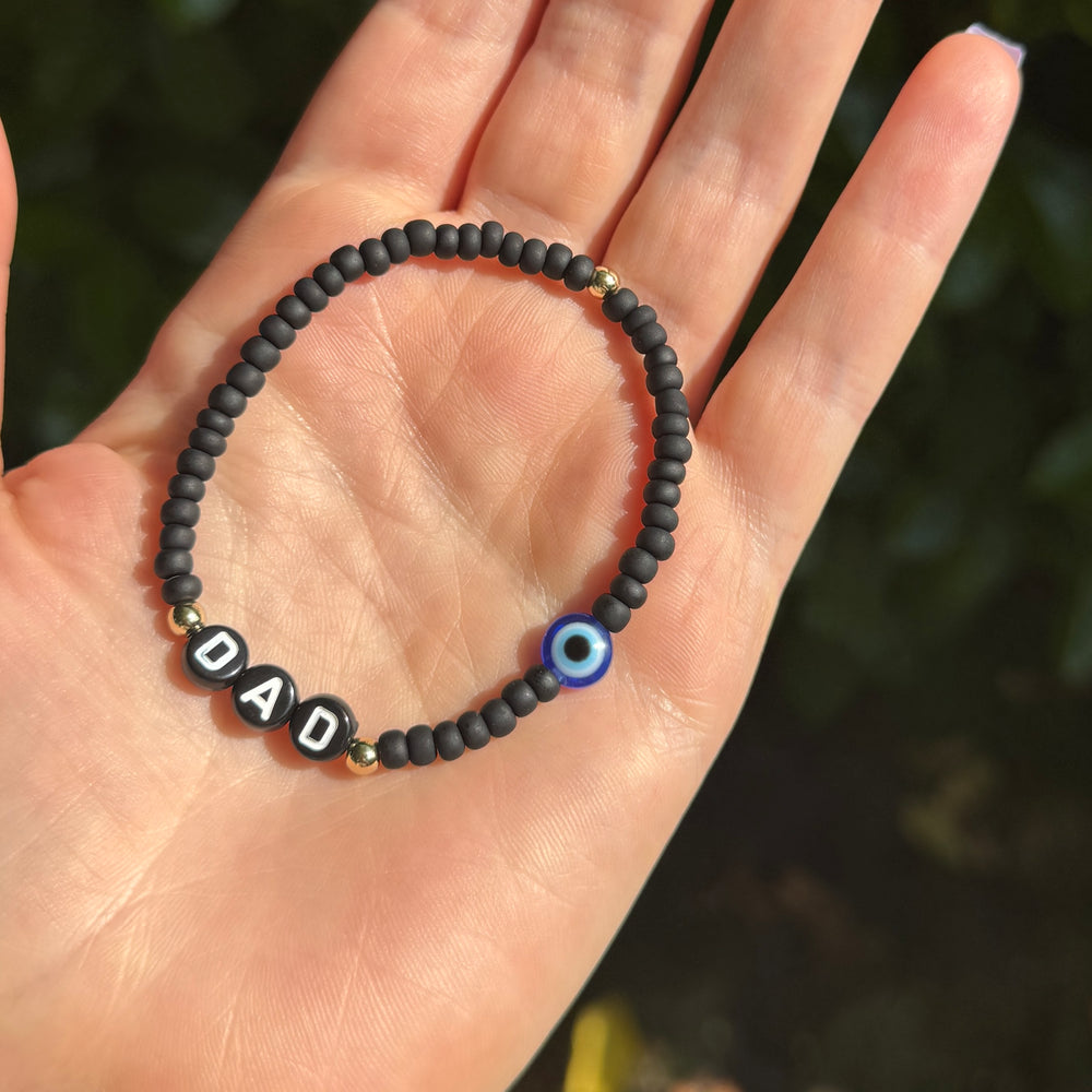 Men’s 4mm Seed Bead Eye Name Bracelet - Positively Beaded