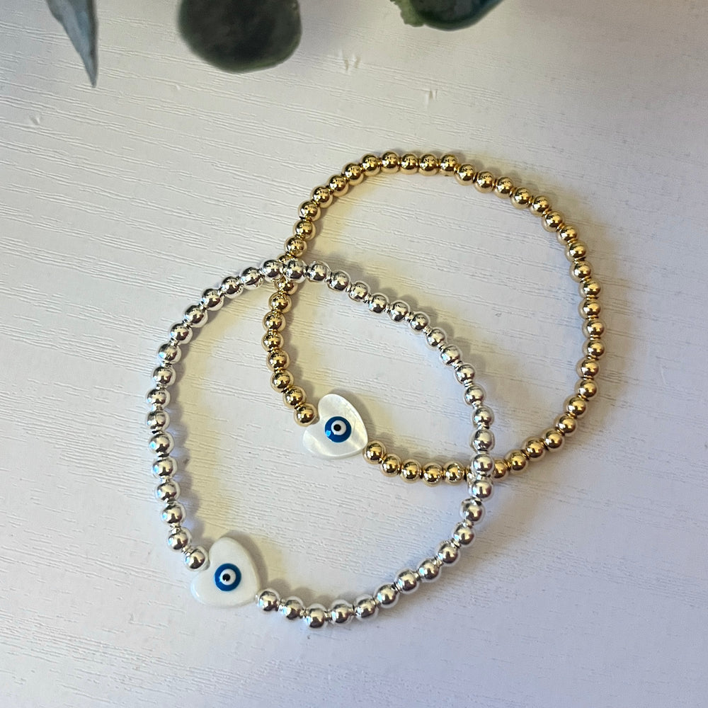 
                      
                        Heart evil eye bracelet - gold plated
                      
                    