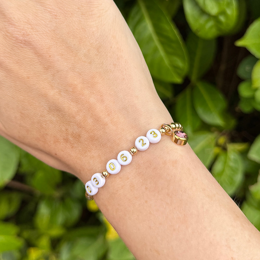 
                      
                        Luxe Personalised Birth Date Charm Bracelet - 14kt Gold Filled - Positively Beaded
                      
                    