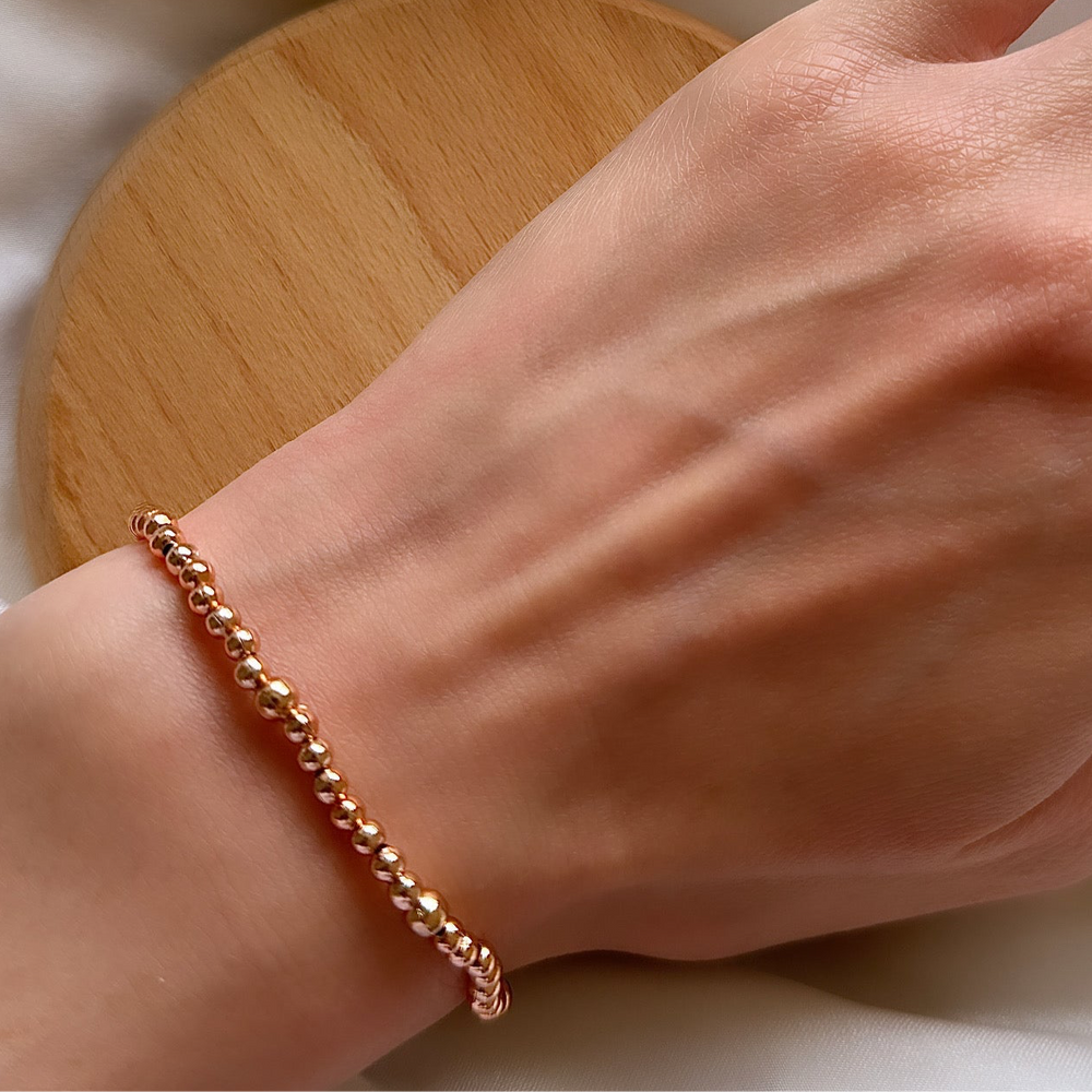 Dainty rose gold plated beaded bracelet