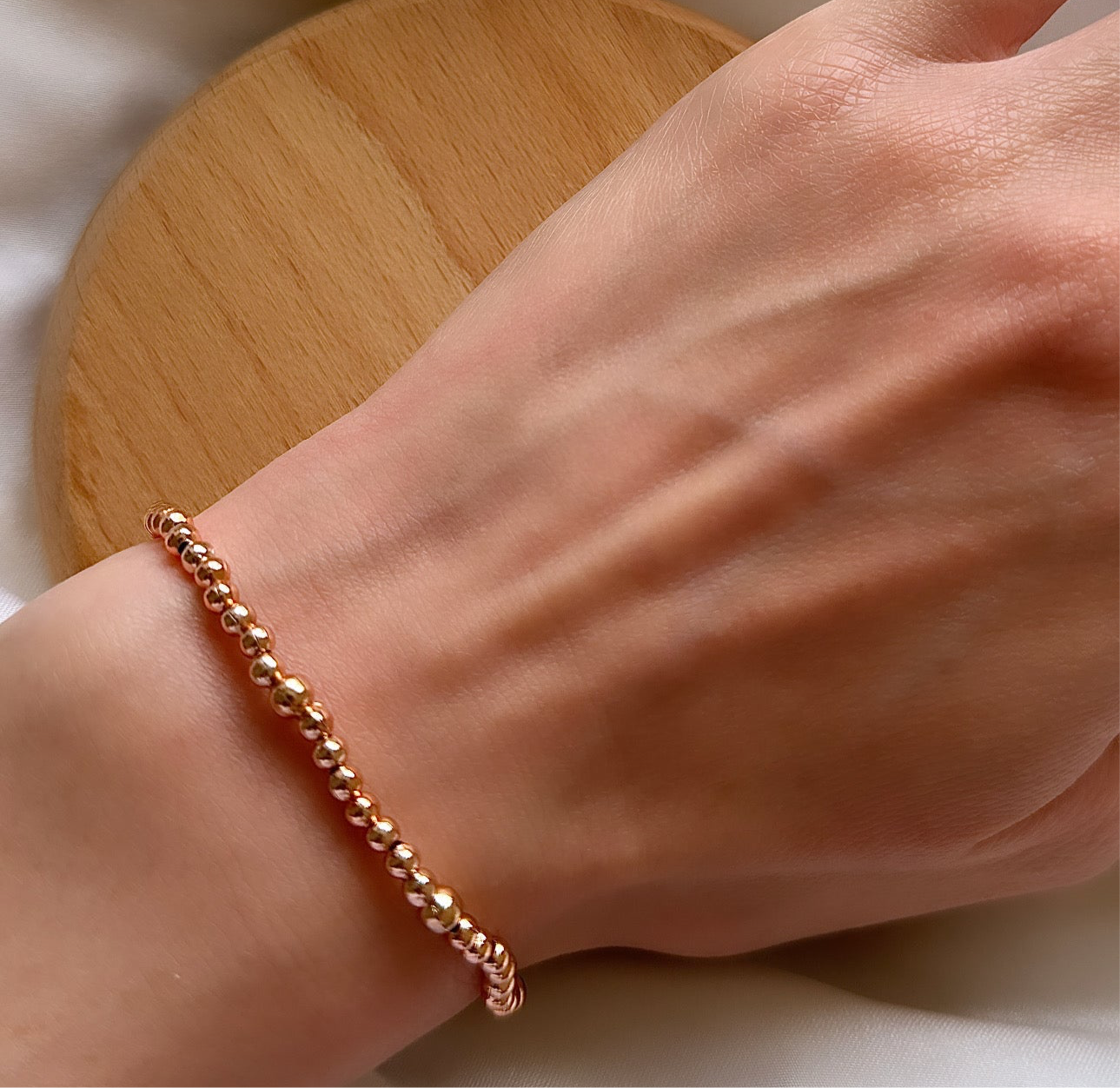 Dainty rose gold plated beaded bracelet