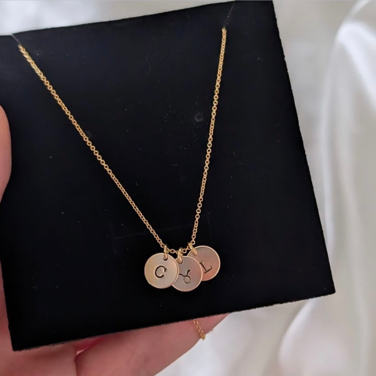 Gold Filled Triple Disc Stamped Necklace