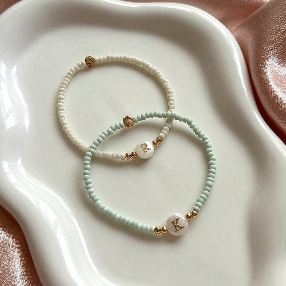 
                      
                        Freshwater Pearl Minimalist Neutral Initial Bracelet
                      
                    