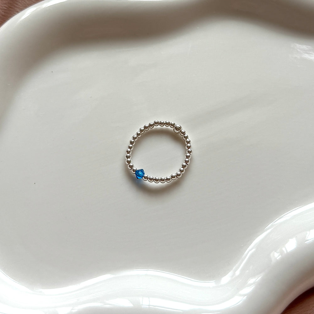Micro 2mm Luxe Birthstone Ring - 925 Sterling Silver - Positively Beaded