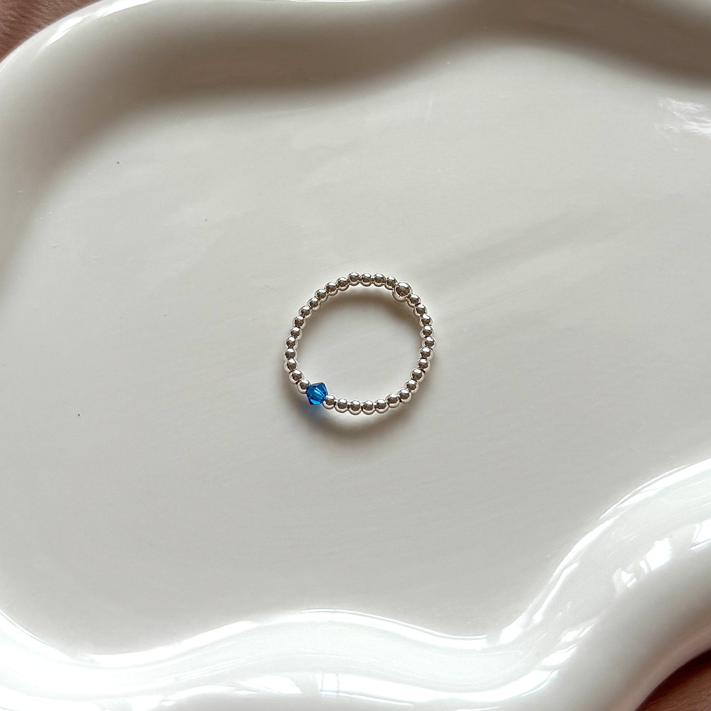 Micro 2mm Luxe Birthstone Ring - 925 Sterling Silver - Positively Beaded