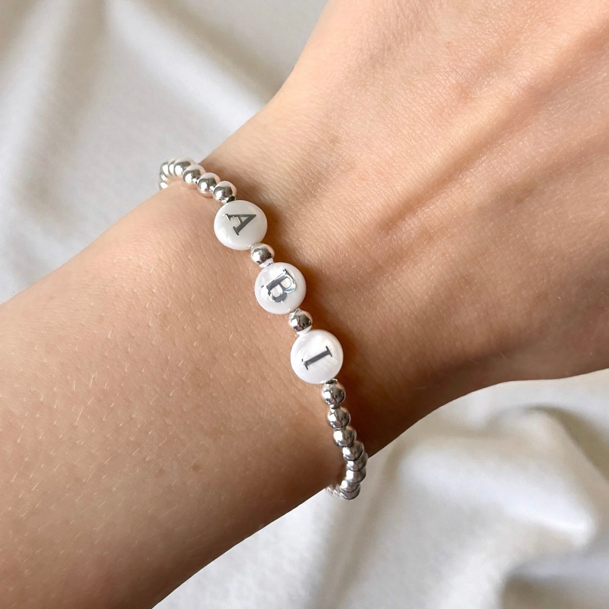 Silver Plated Freshwater Pearl Name Bracelet