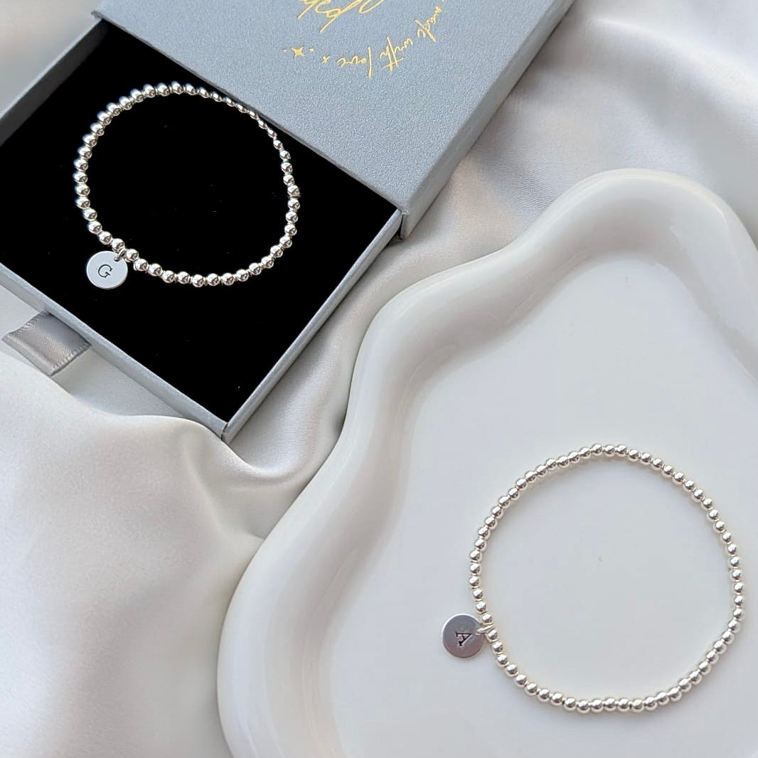 Sterling Silver Hand Stamped Disc Bracelet