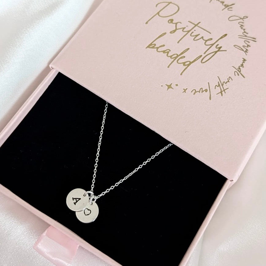 Sterling Silver Double Disc Stamped Necklace