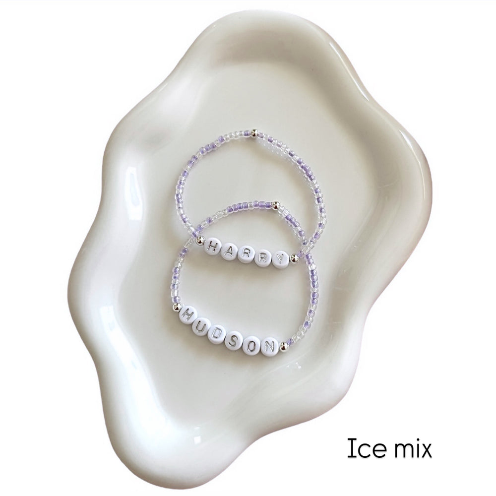 
                      
                        Delicate beaded name bracelet - Positively Beaded
                      
                    