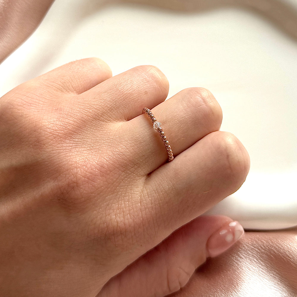 
                      
                        Micro 2mm Luxe Birthstone Ring - Rose Gold Filled - Positively Beaded
                      
                    