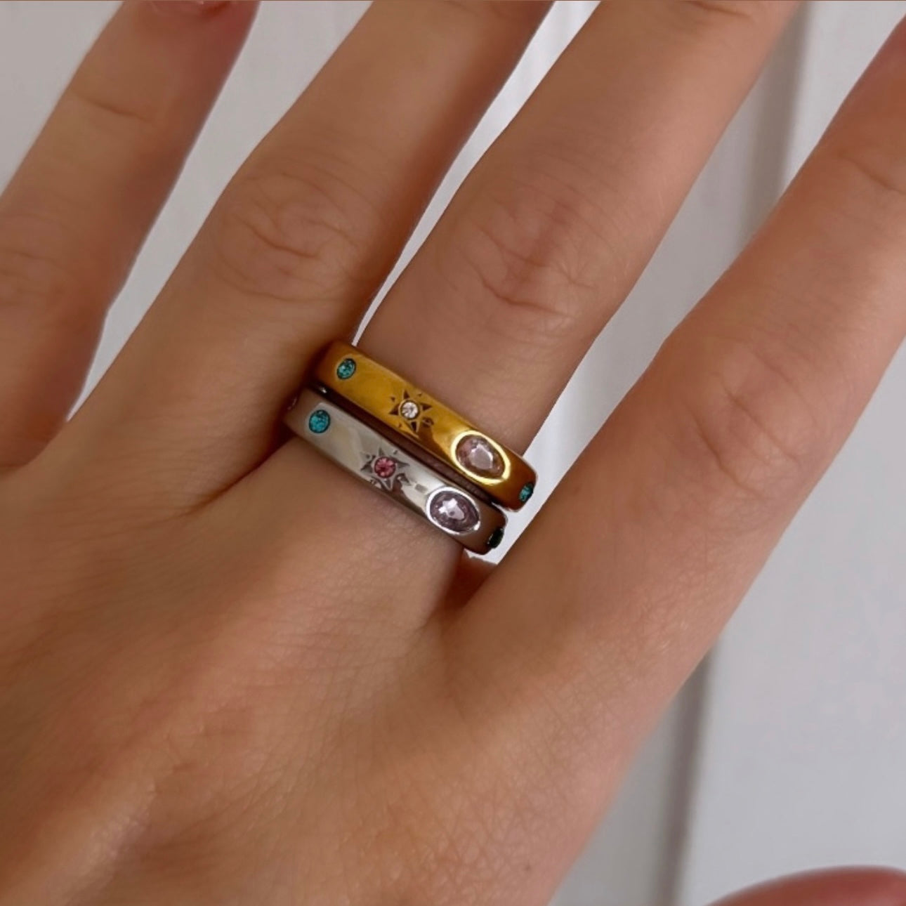 The Ada Geometric Gemstone Ring - Positively Beaded
