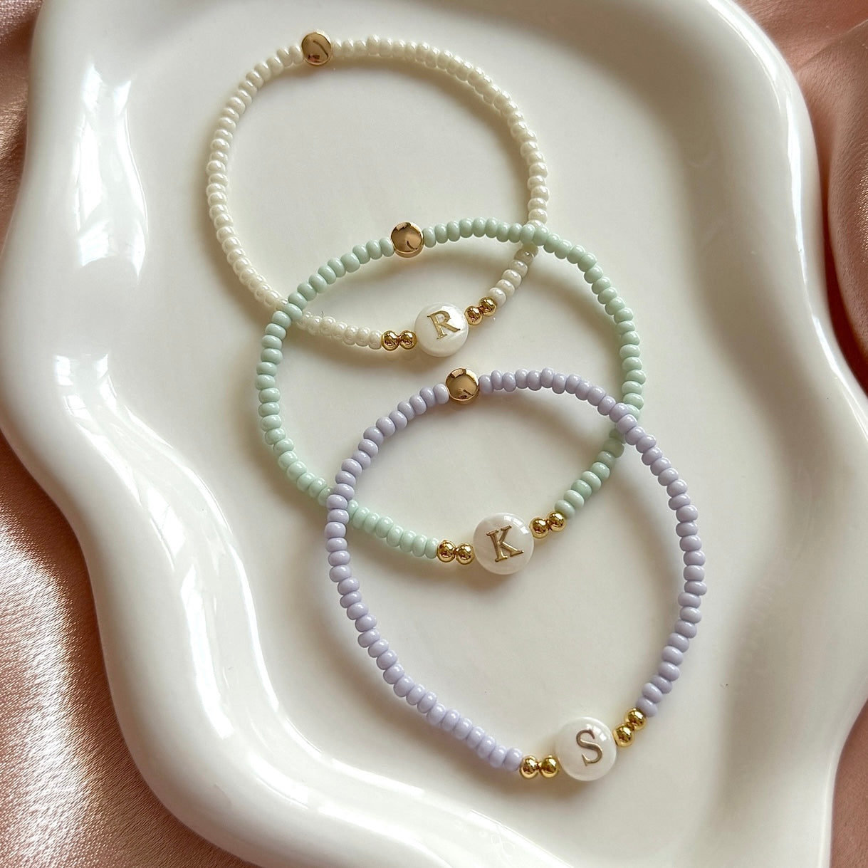 Freshwater Pearl Minimalist Neutral Initial Bracelet