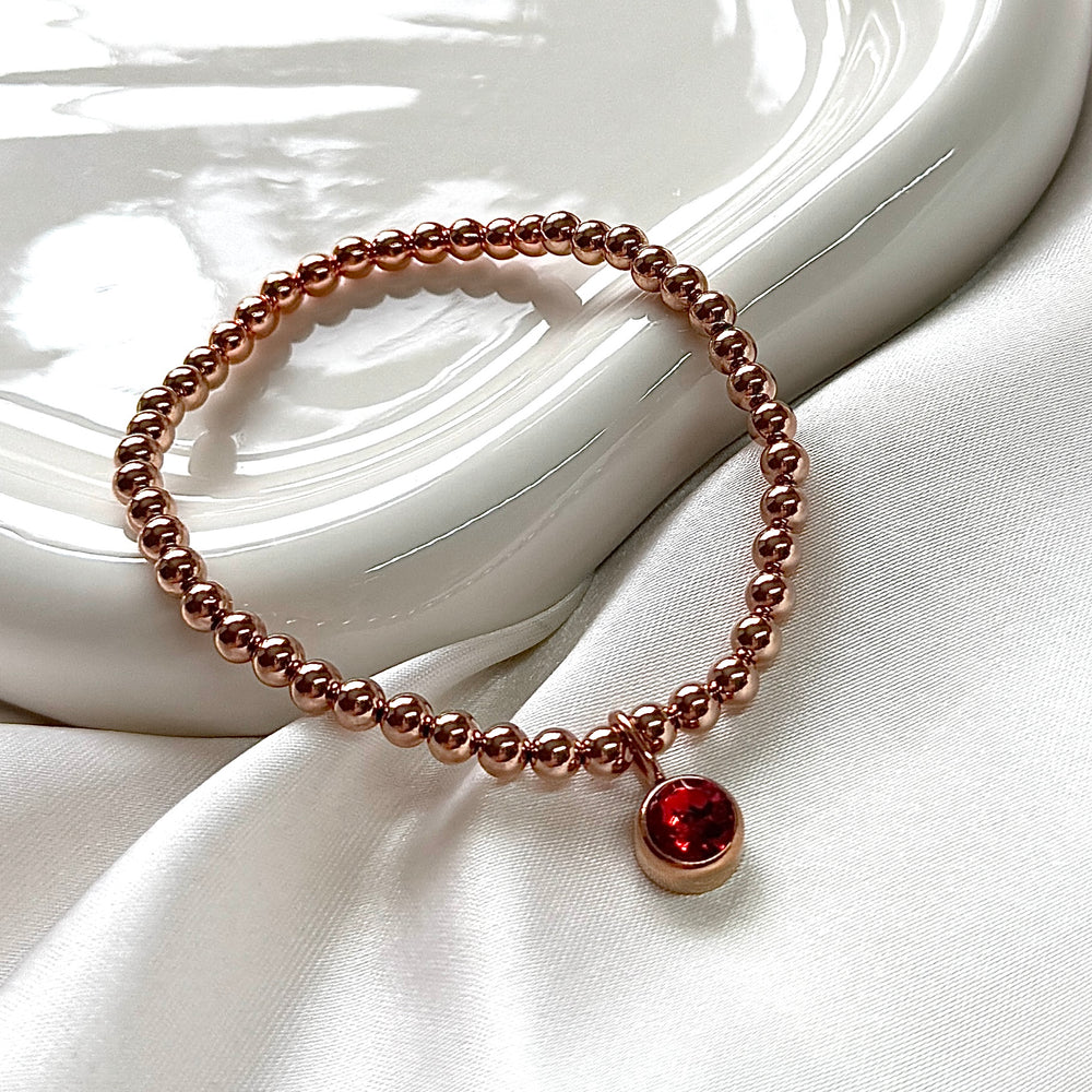 Luxe Classic Birthstone Bracelet - Rose Gold Filled - Positively Beaded