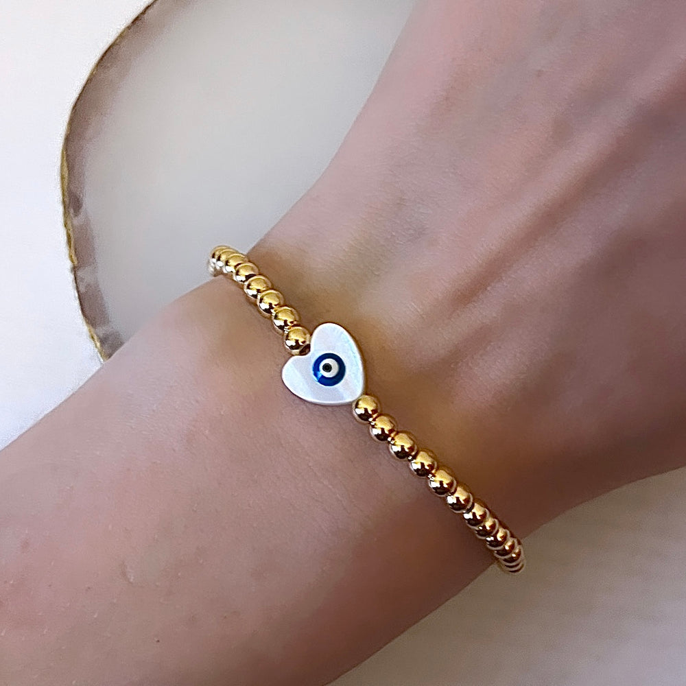 
                      
                        Heart evil eye bracelet - gold plated
                      
                    