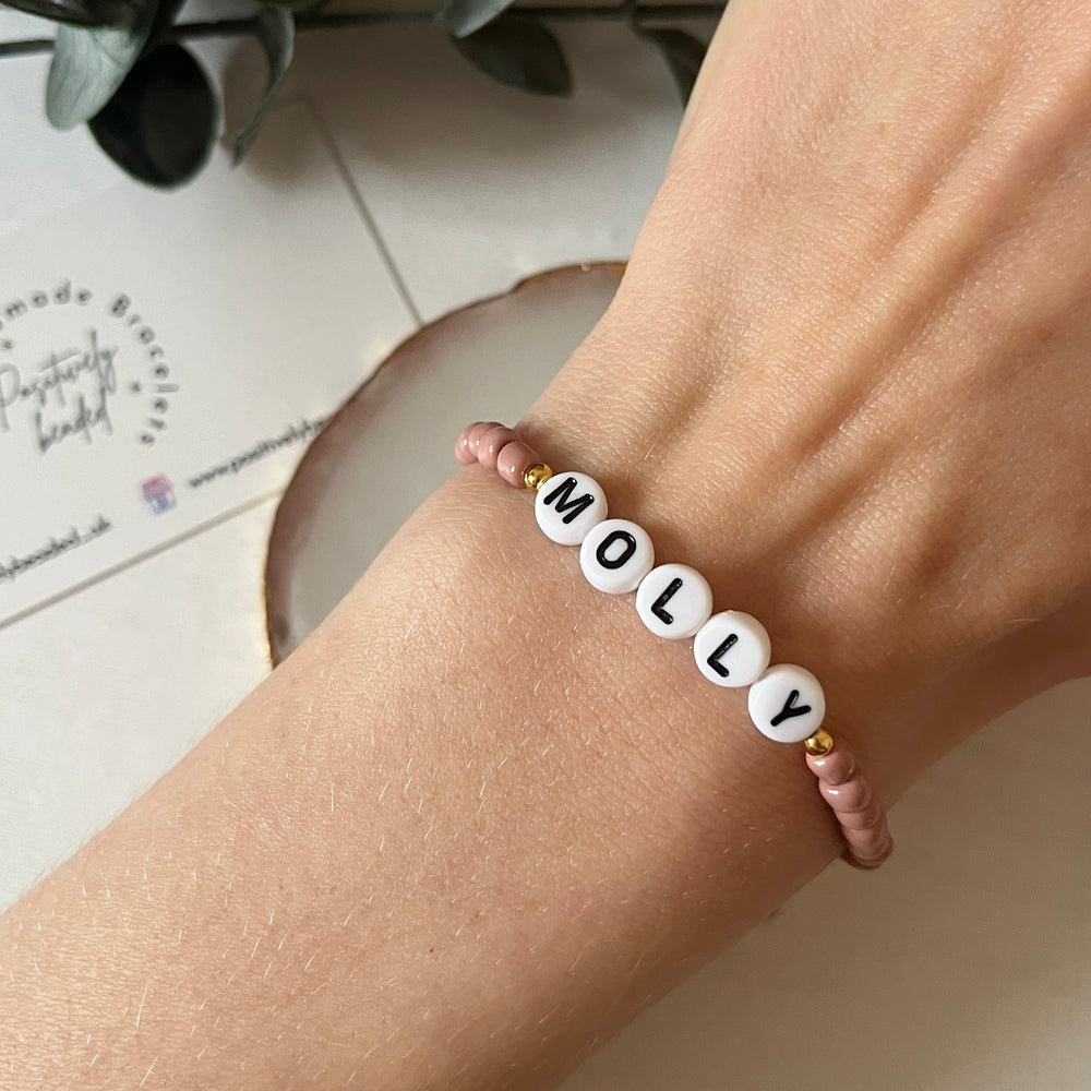 Classic name bracelet - dusty red - Positively Beaded