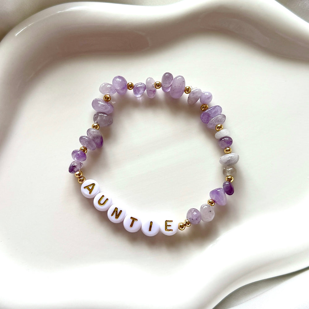 Lilac cape amethyst personalised bracelet
