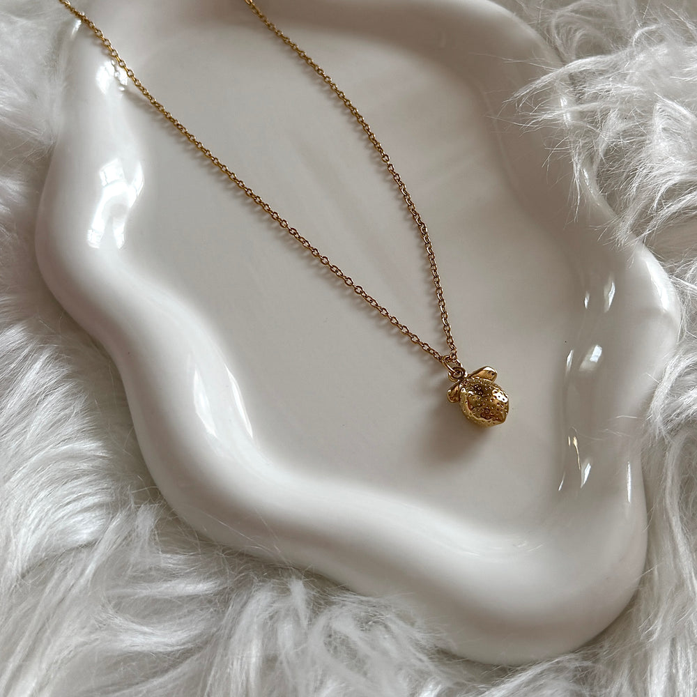 Gold Lemon Pendant Necklace - Positively Beaded