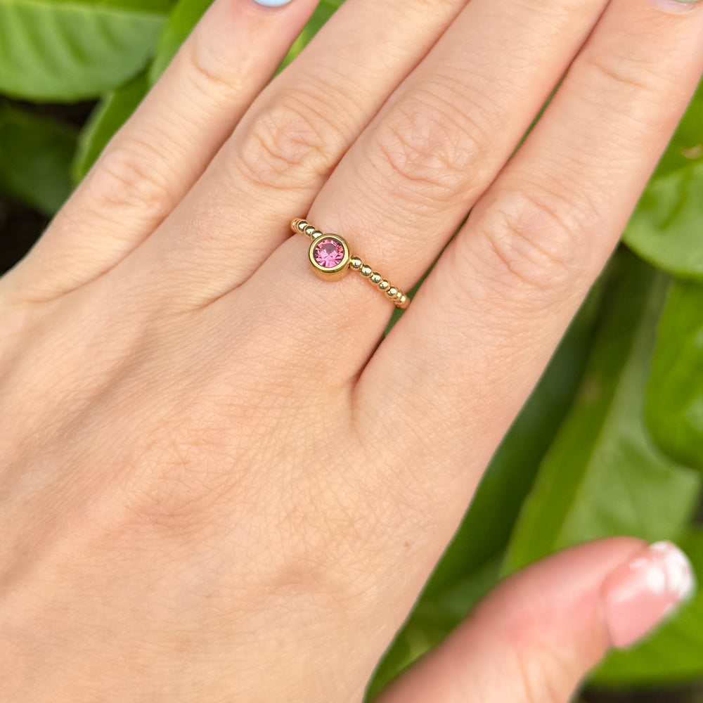 2mm Luxe Birthstone Ring - 14kt Gold Filled - Positively Beaded