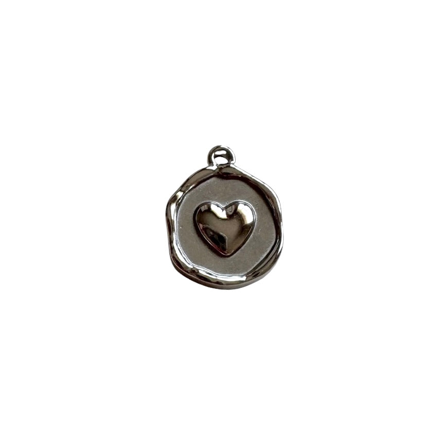 Silver Wax Seal Heart Charm
