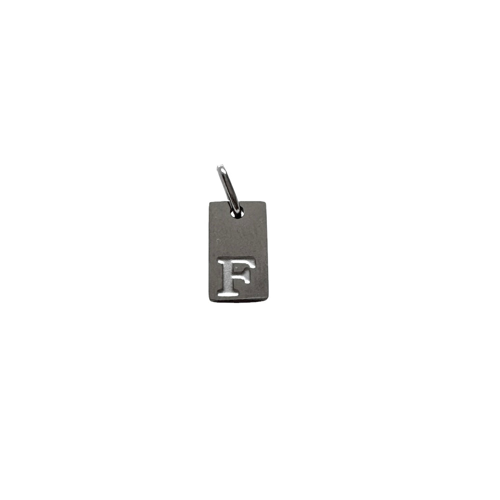 Engraved Initial Tag Charm - Silver