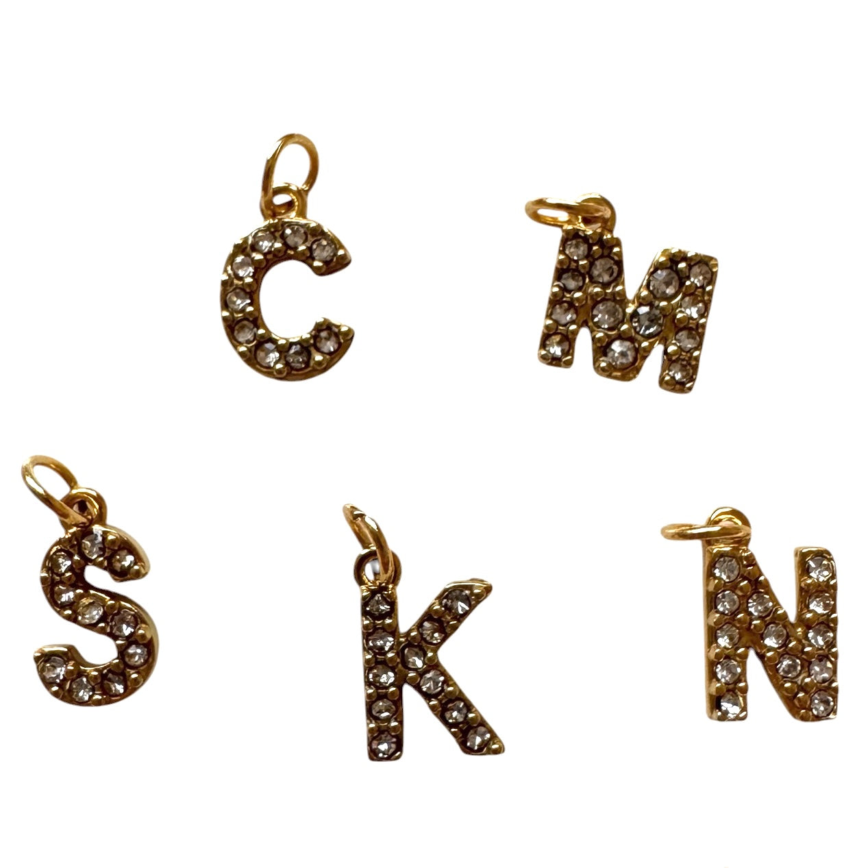 Mini Crystal Initial Charm - Gold