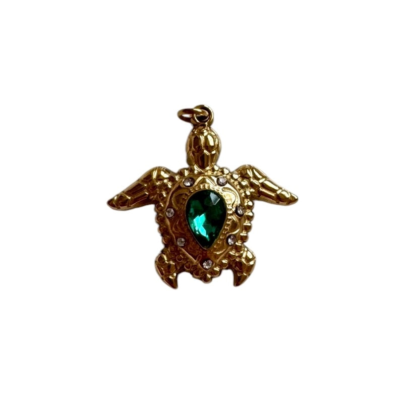Emerald Turtle Pendant Charm