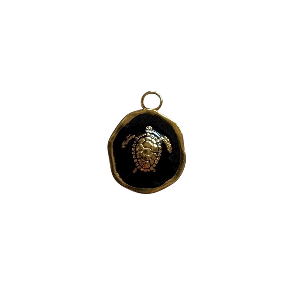 Enamelled Turtle Medallion Charm