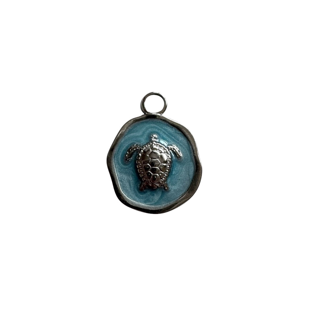 Enamelled Turtle Medallion Charm