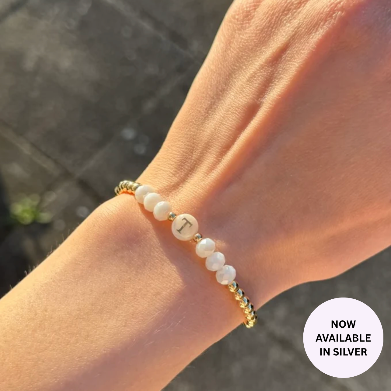 Pearl and Crystal Personalised Name Bracelet