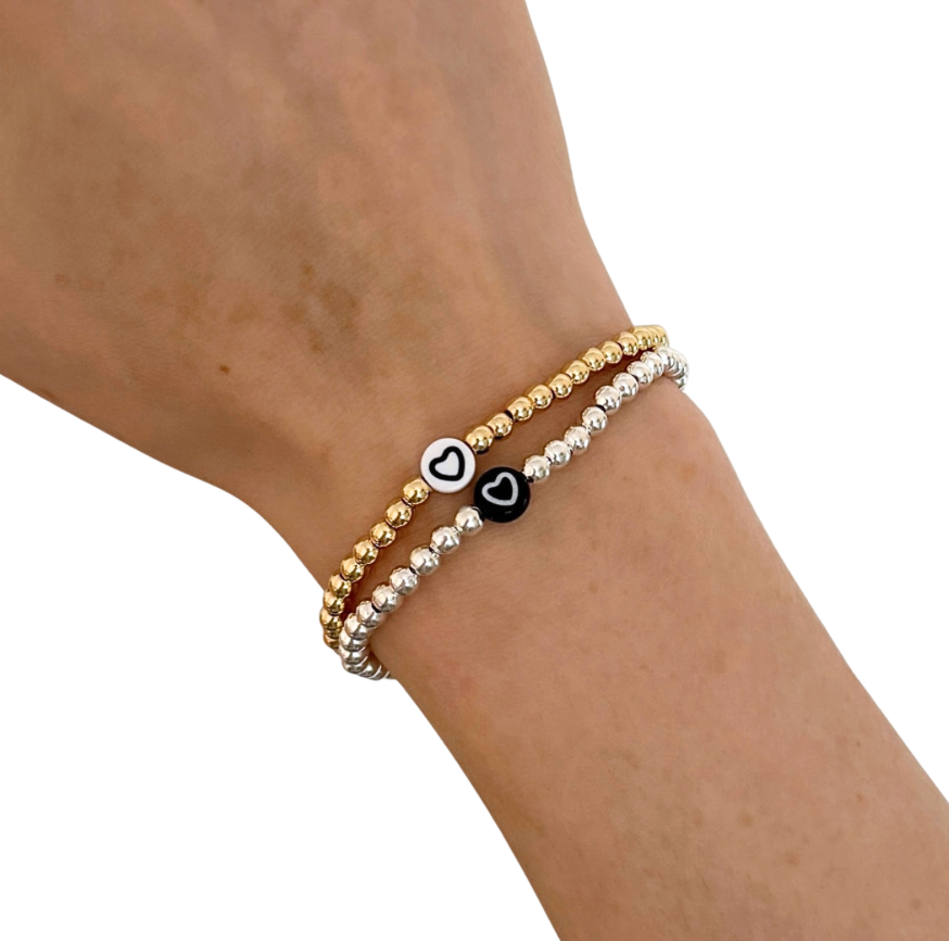 Monochrome Heart Outline Bracelet