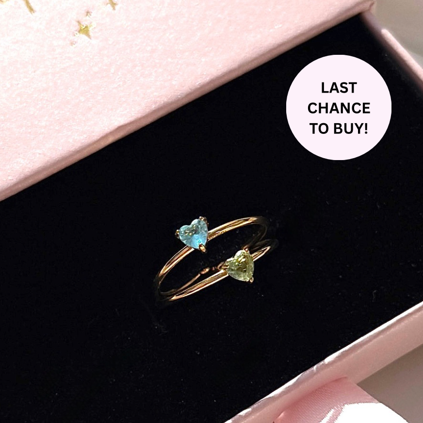 Crystal Heart Birthstone Ring