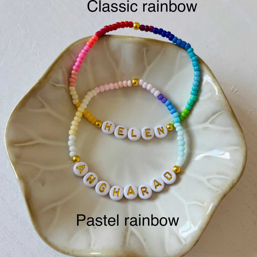 
                      
                        Rainbow beaded friendship bracelet
                      
                    