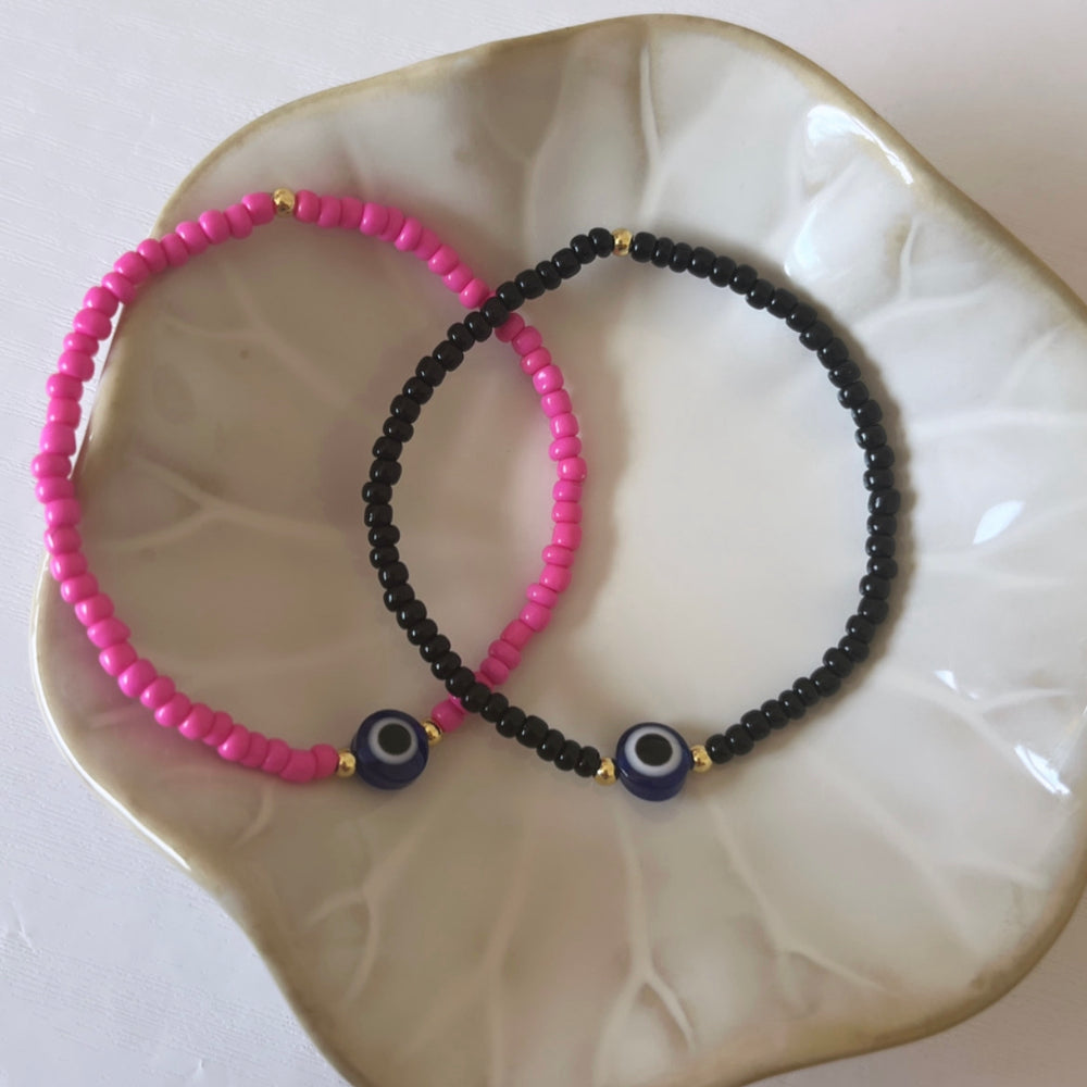 
                      
                        Colourful evil eye stacking bracelet
                      
                    