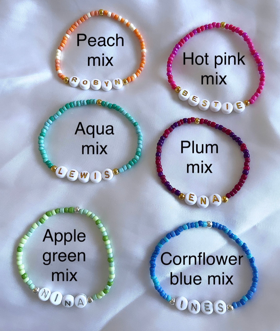 Colour Spectrum Beaded Friendship Bracelet 15cm (XS) / Deep Pink Mix / Gold