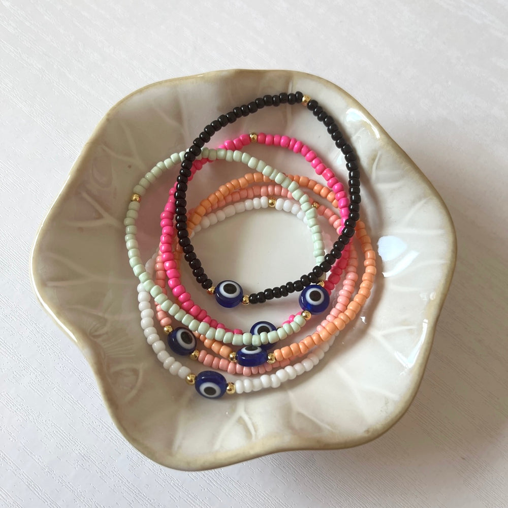 
                      
                        Colourful evil eye stacking bracelet
                      
                    