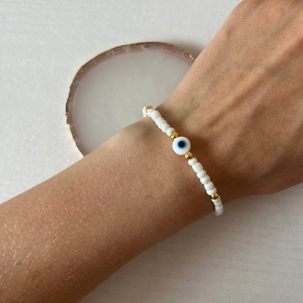 White evil eye bracelet