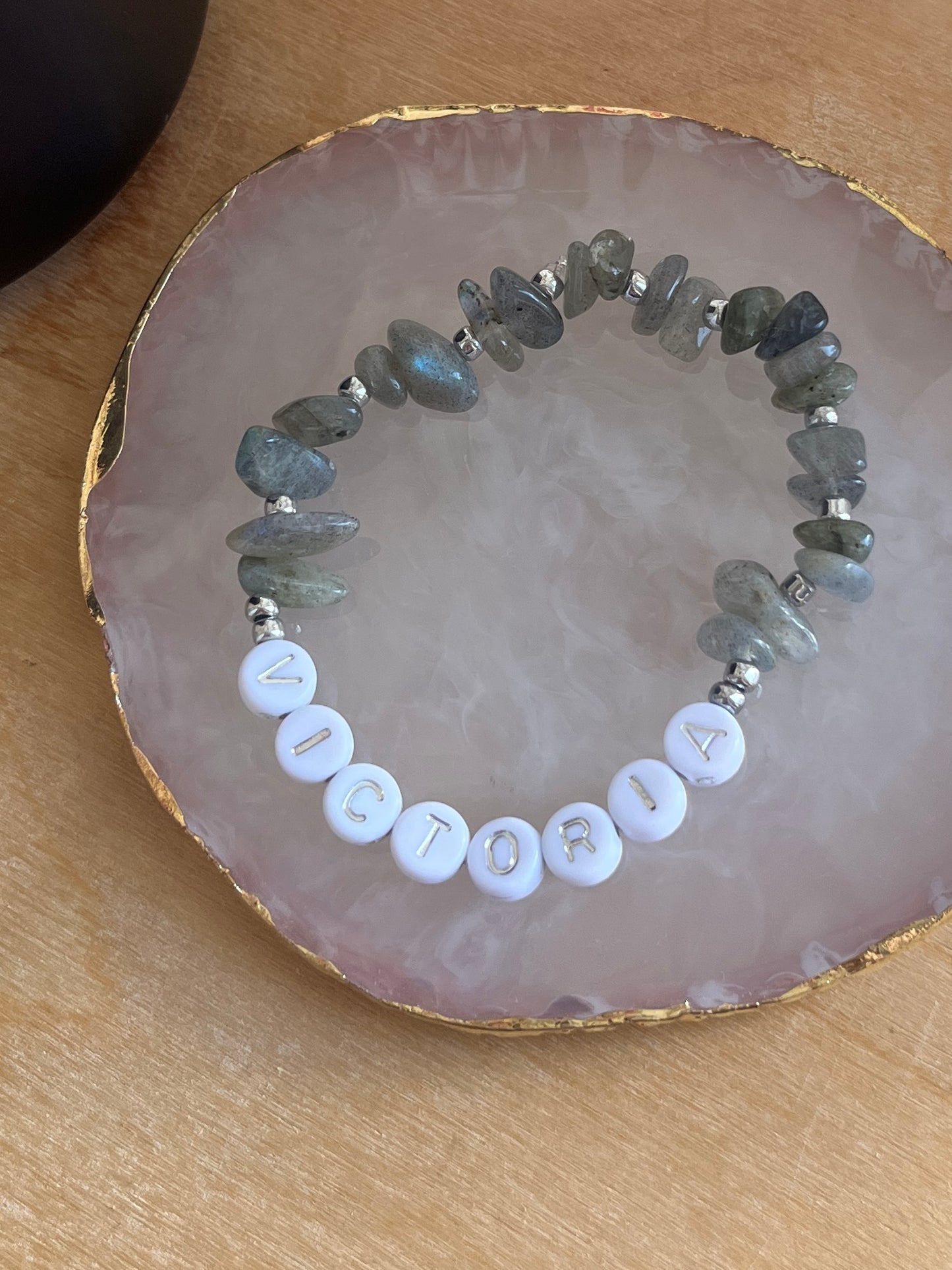 Labradorite personalised crystal bracelet