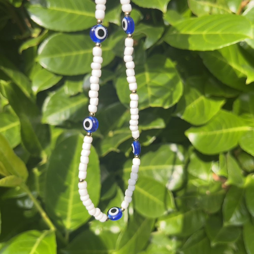 Beaded phone strap - evil eye