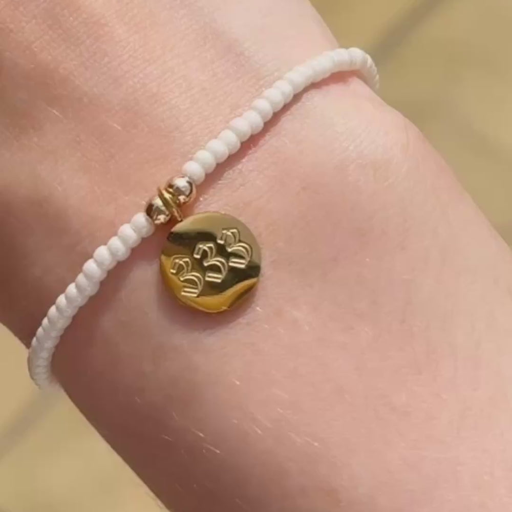 Pearl Lustre Angel Number Charm Bracelet
