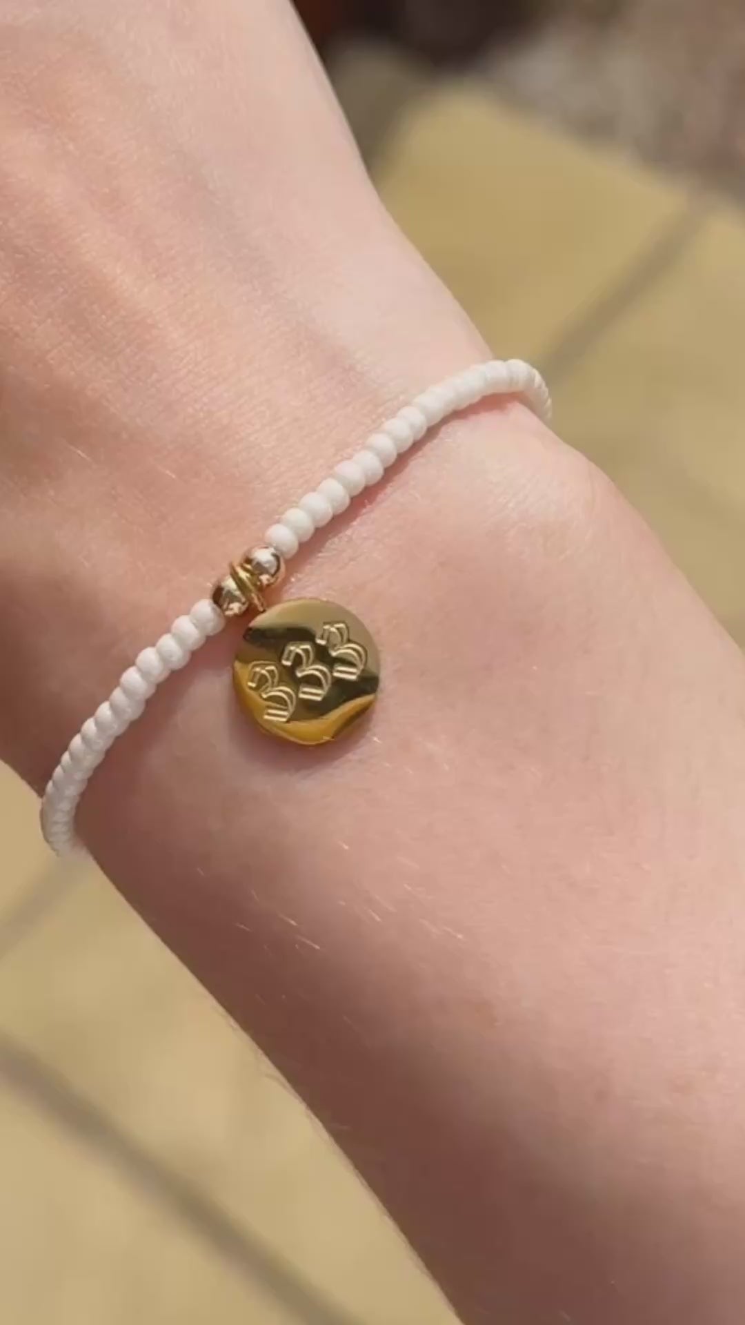 Pearl Lustre Angel Number Charm Bracelet
