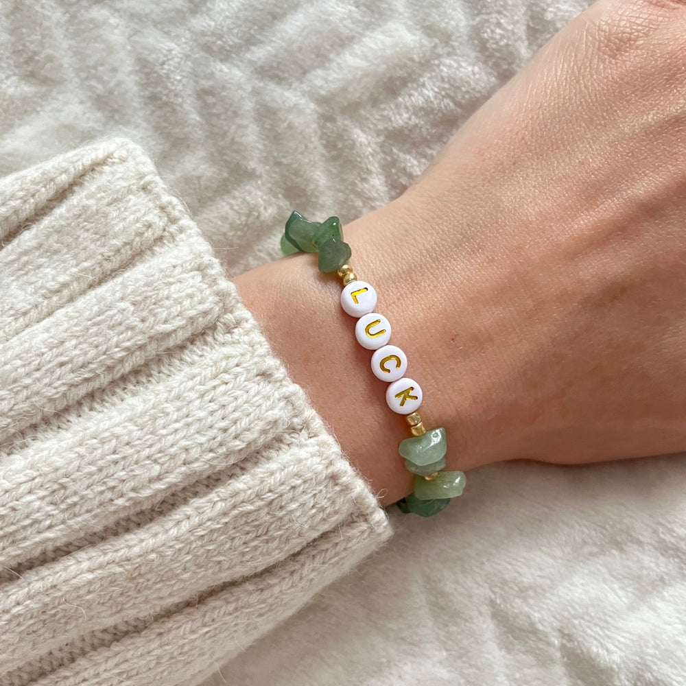 
                      
                        Green aventurine personalised bracelet - Positively Beaded
                      
                    