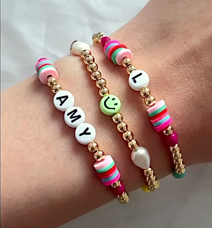 Colour pop gold name bracelet