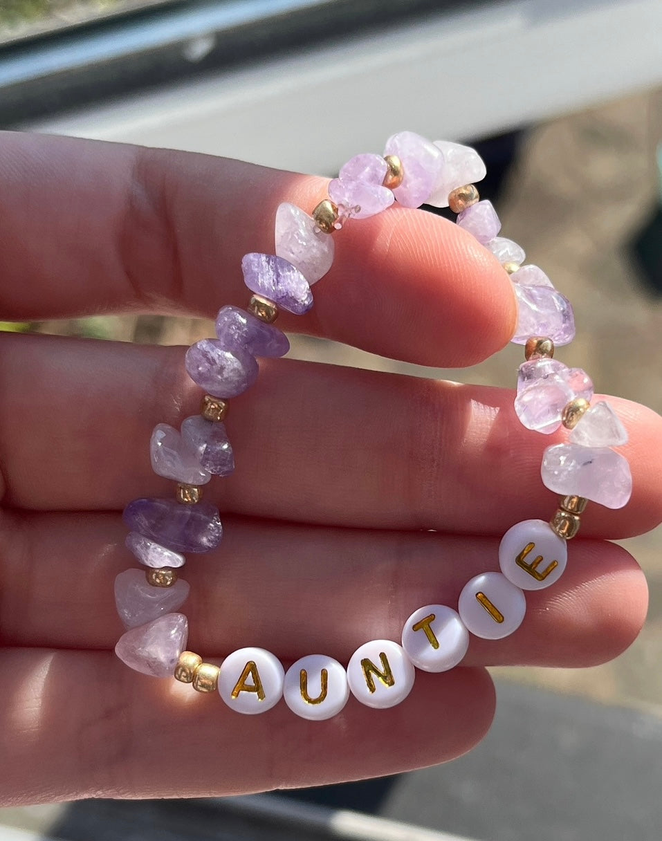 Lilac cape amethyst personalised bracelet