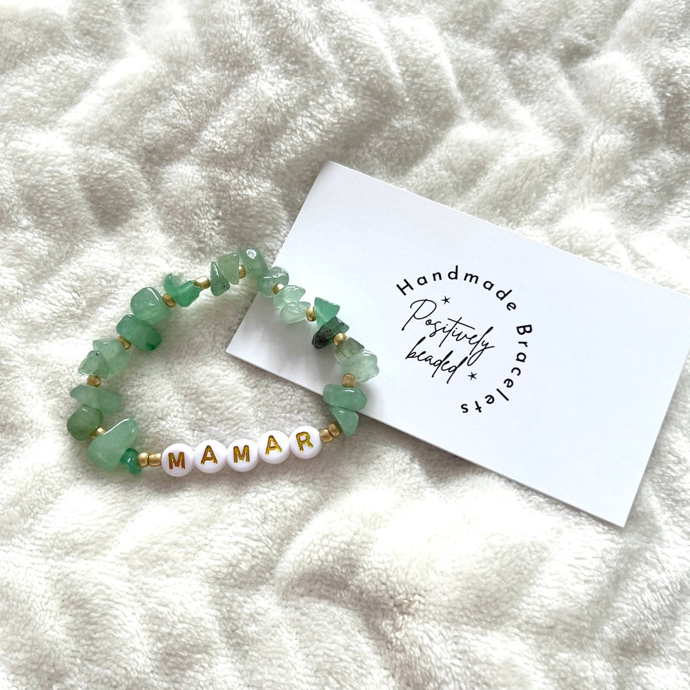 Green aventurine personalised bracelet - Positively Beaded